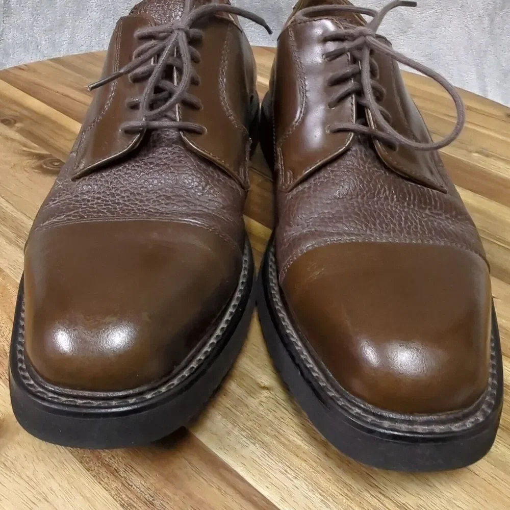 Florsheim FLS Shoes Mens 9 M‎ Brown Leather Midtown Cap Toe Lace Up Oxfords